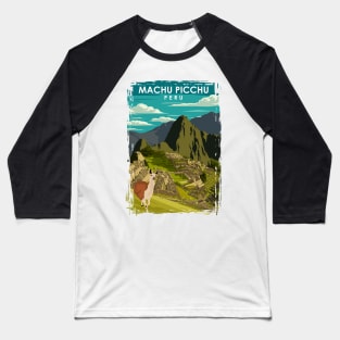 Machu Picchu Peru Vintage Minimal Retro Incan Travel Poster Baseball T-Shirt